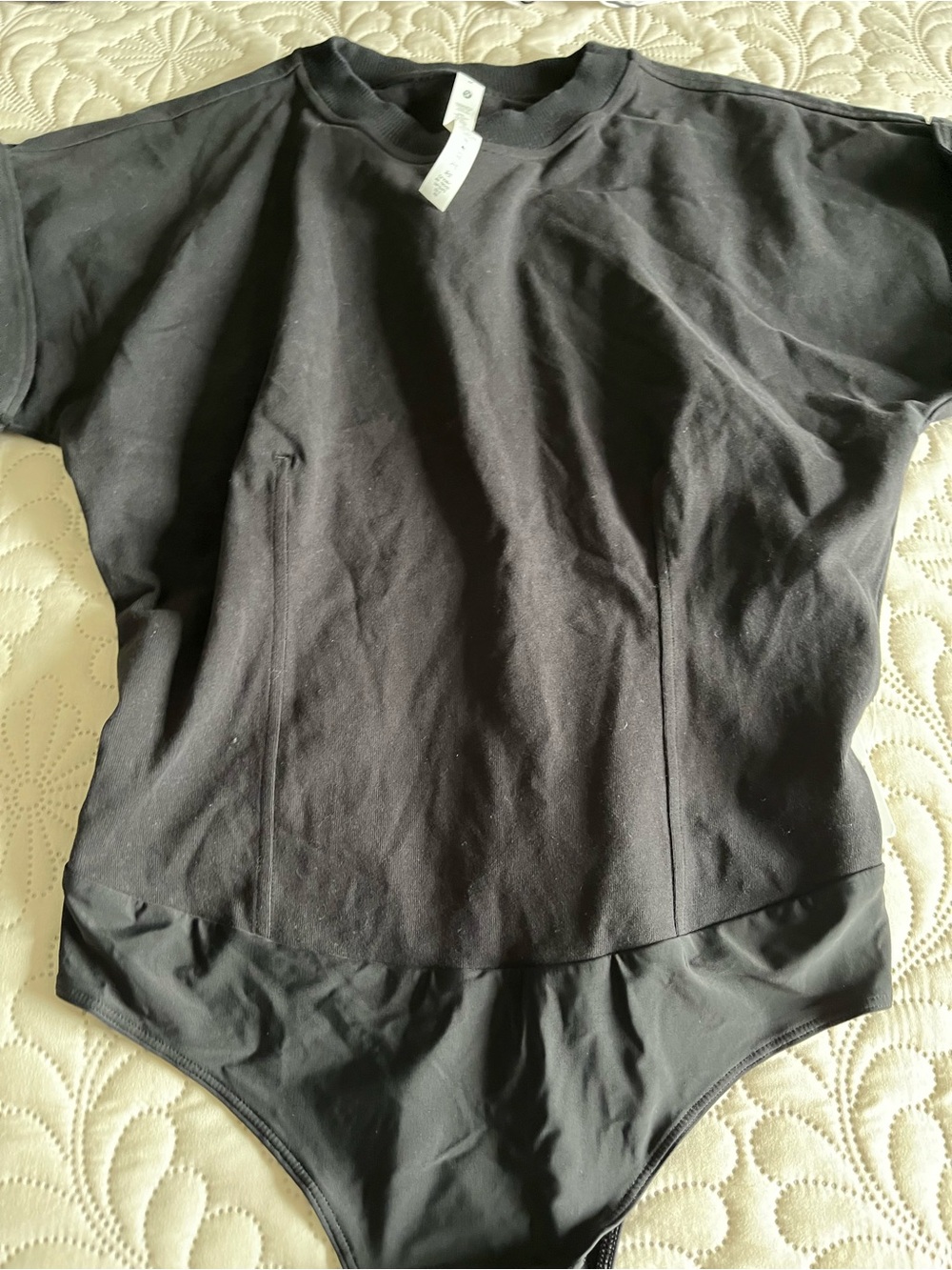 Women's Black Short-Sleeve Bodysuit
